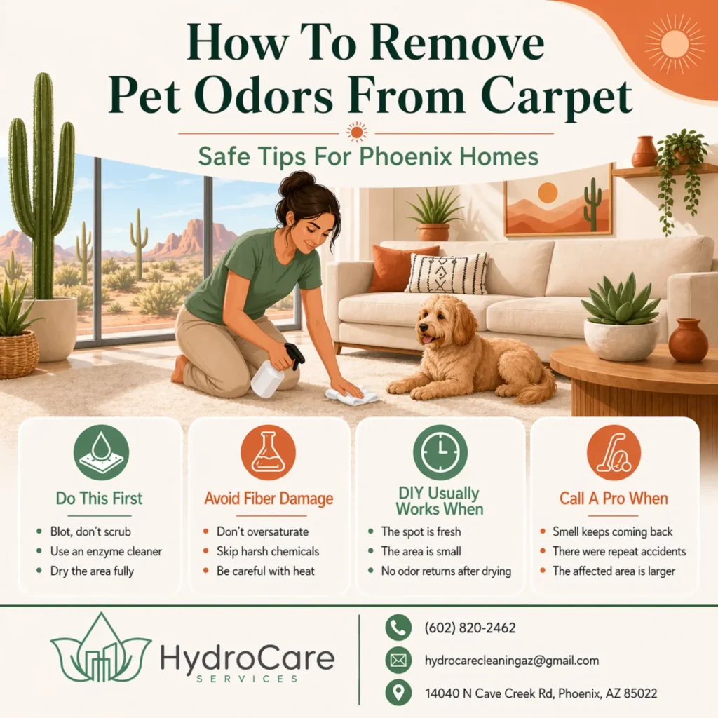 Remove pet odors from carpet without harming